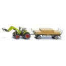 Siku Traktor mit Quaderballengreifer und Anhänger 1:50