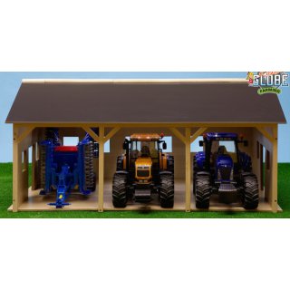 Kidsglobe Landmaschinen-Scheune für 3 Traktoren 1:16