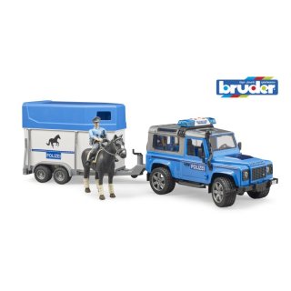 Land Rover Defender Polizei + Pferdeanhänger, Pferd und Polizist