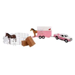 Kids Globe Bauernhofttiere mit Zaun 5 Tiere Ziege Schaf Pferd Hund Kuh 